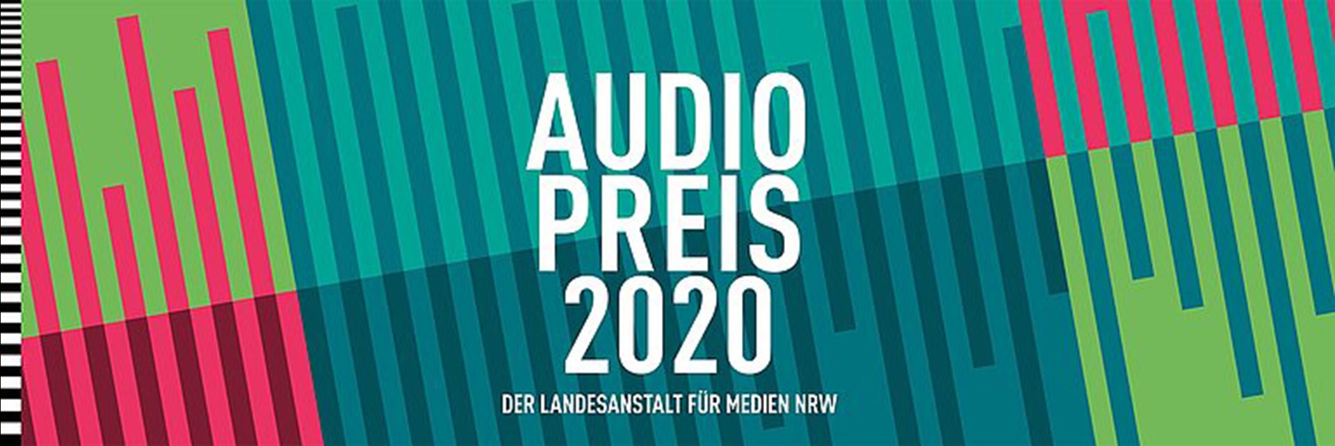 Buntes Banner des Audiopreises 2020 der Landesanstalt für Medien NRW