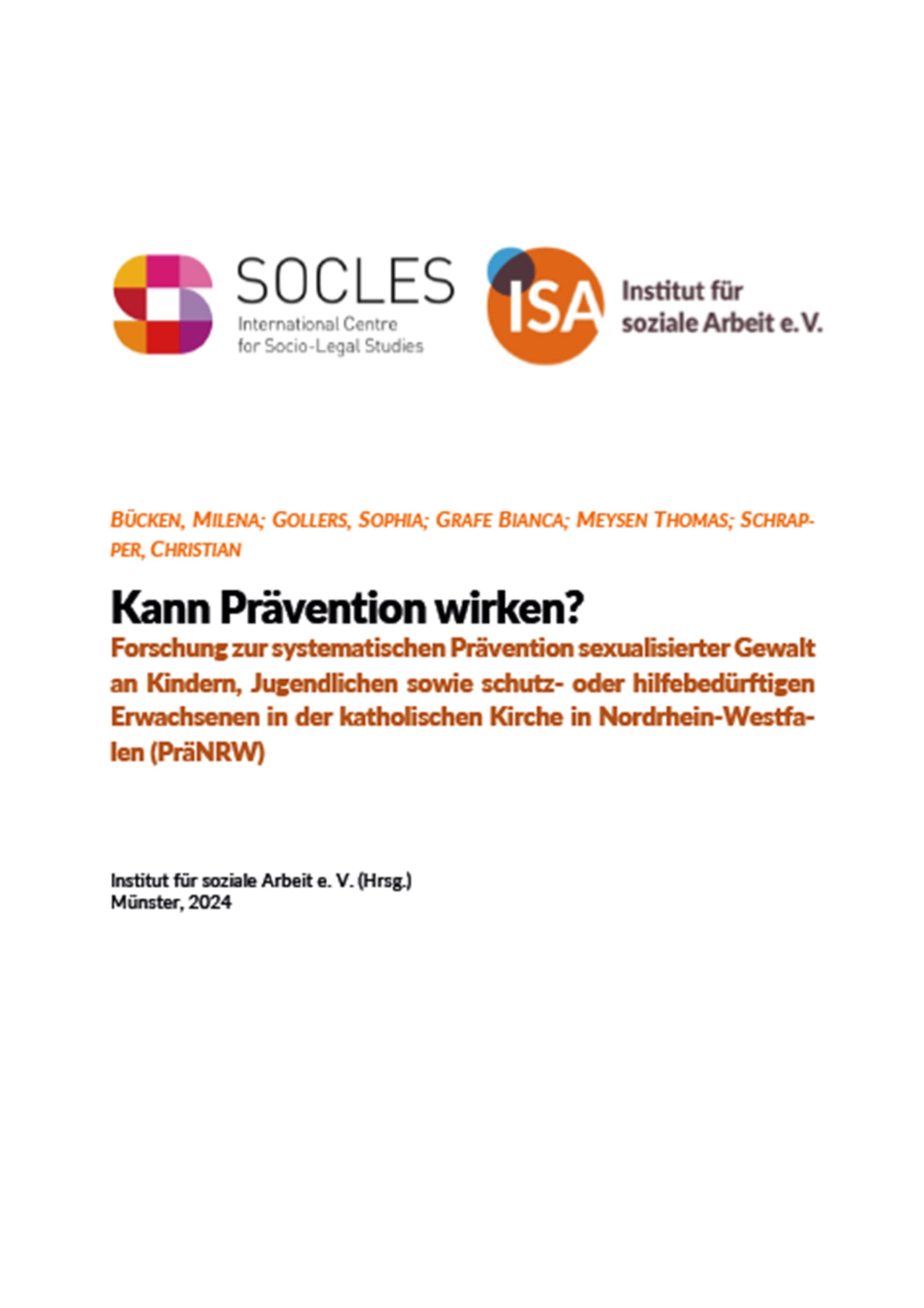Das Cover des Abschlussberichts der Studie 'Kann Prävention wirken?' des Institut für soziale Arbeit e. V.